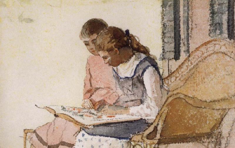 Winslow Homer Two Girls Looking at a Book china oil painting image